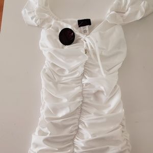 Sexy White Ruched Dress